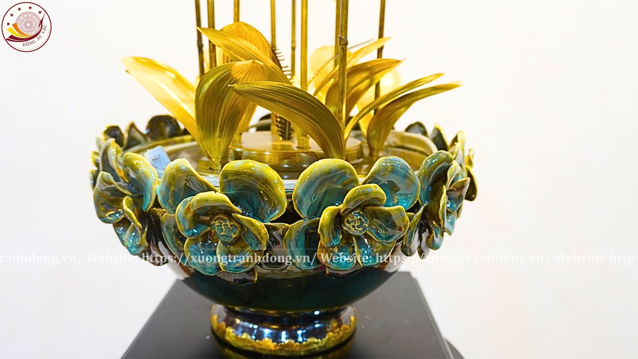 chau hoa lan 8 canh ma vang 24k xuong tranh dong