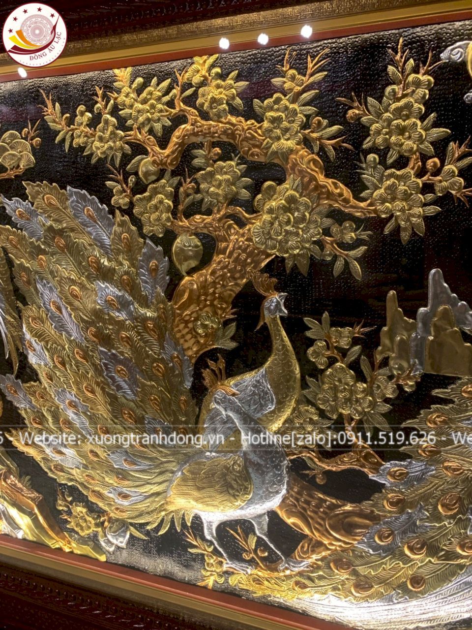 tranh ngoc duong phu quy dong vang dat vang bac khung duc kich thuoc 1m7x90cm