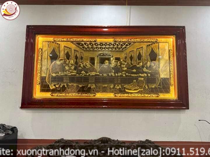 tranh bua tiec ly dong vang gia co kich thuoc 2m3x1m2 xuong tranh dong