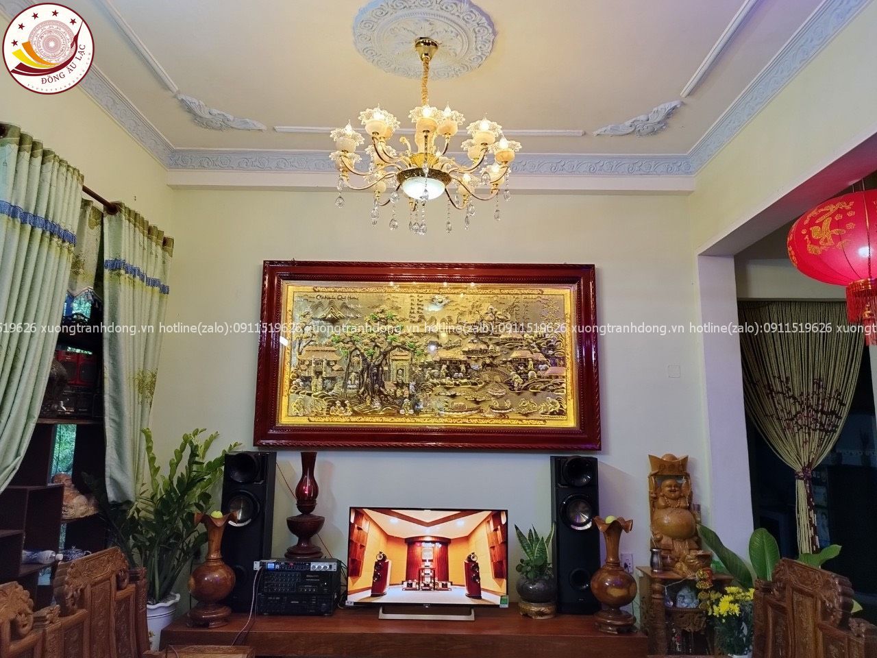 tranh coi nguon que huong dong vang dat vang bac kich thuoc 2m55x1m55 xuong tranh dong