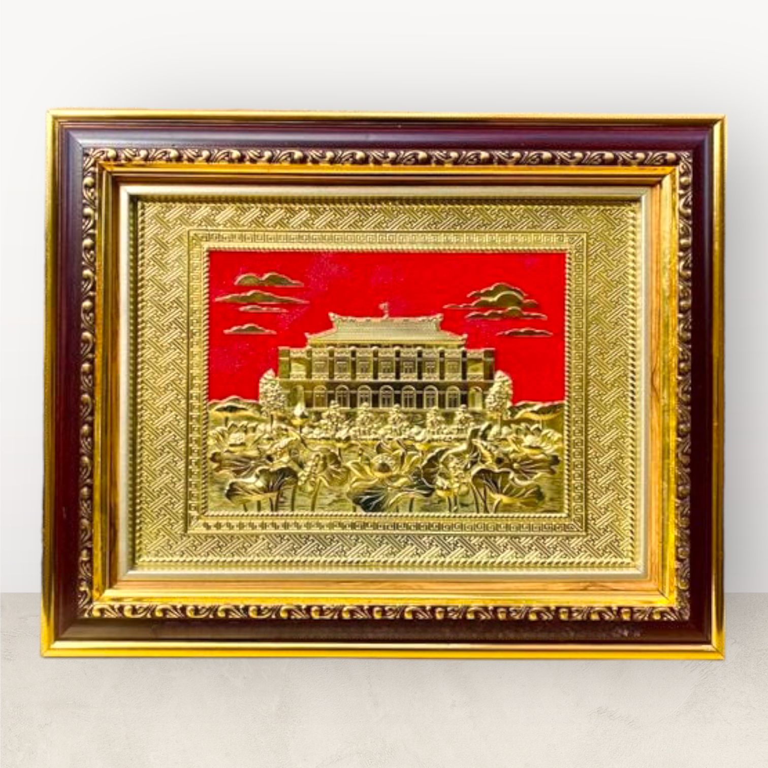 tranh qua tang danh lam ben nha rong bao tang ho chi minh dong vang kich thuoc 28x34cm mau 4 xuong tranh dong