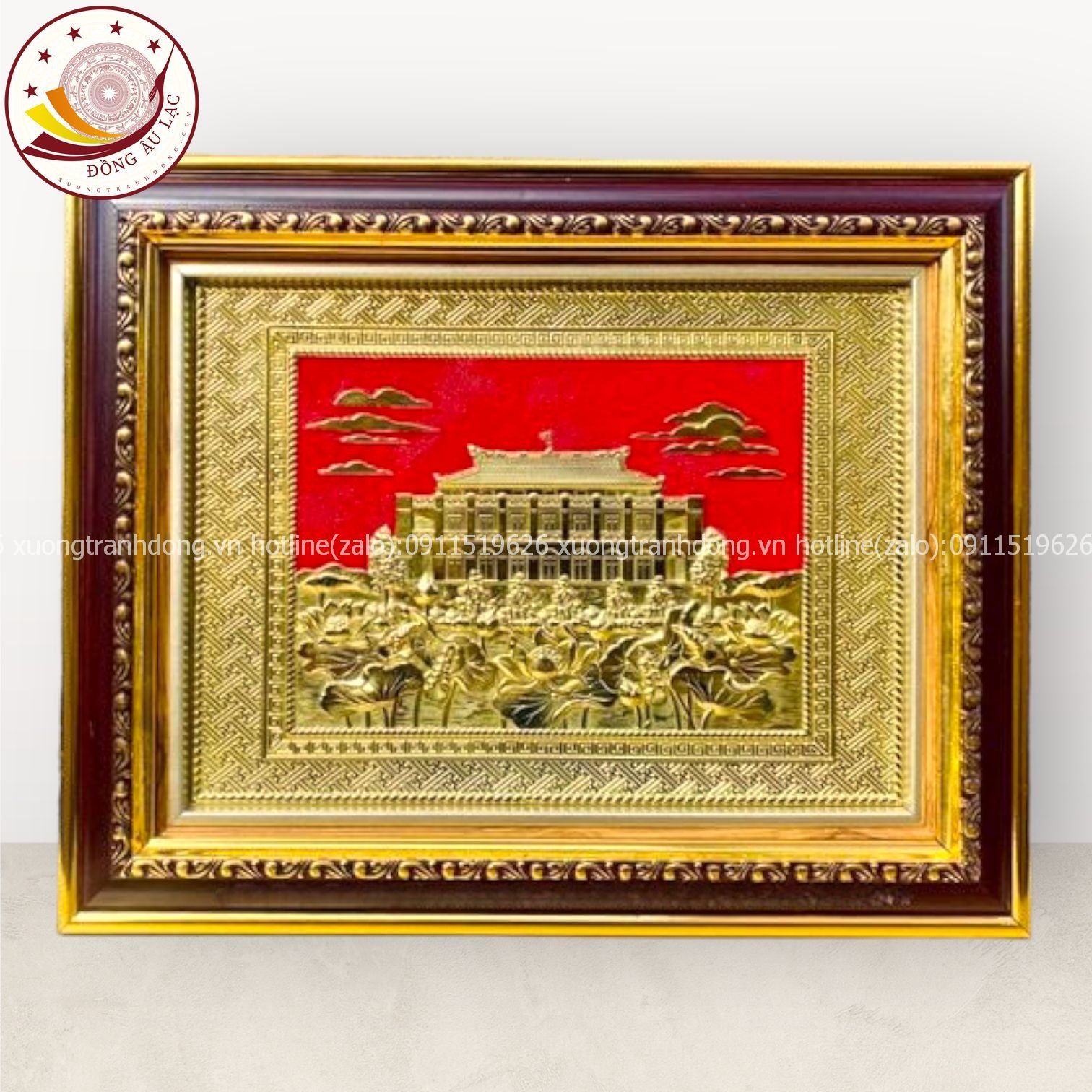 tranh qua tang danh lam ben nha rong bao tang ho chi minh dong vang kich thuoc 28x34cm mau 4 xuong tranh dong