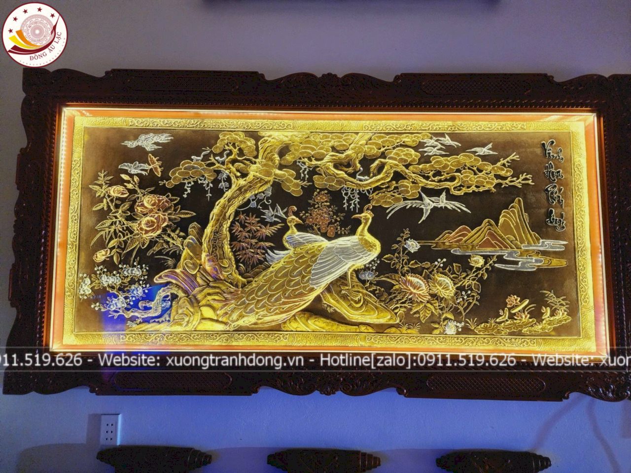 tranh vinh hoa phu quy bang dong vang dat vang bac khung duc kich thuoc 1m97x1m07 xuong tranh dong