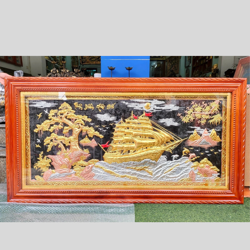 tranh thuan buom xuoi gio bang dong do dat vang bac kich thuoc 90 170cm