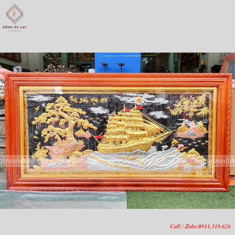 tranh thuan buom xuoi gio bang dong do dat vang bac kich thuoc 90 170cm