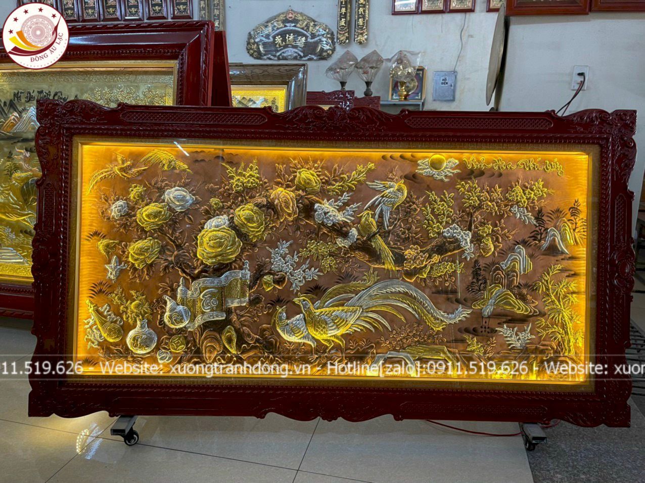 tranh vinh hoa phu quy bang dong vang xuoc dat kich thuoc 1m7x90cm xuong tranh dong