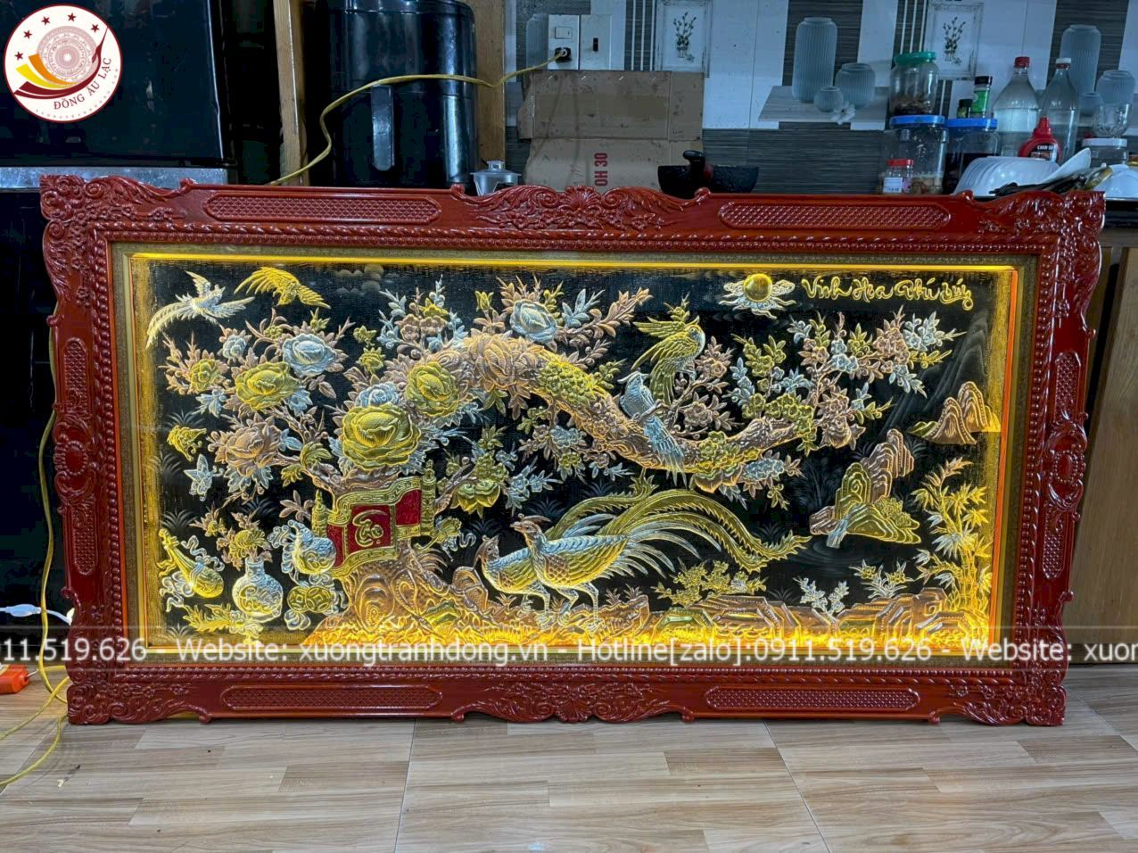 tranh vinh hoa phu quy bang dong do dat vang bac kich thuoc 1m7x90cm xuong tranh dong