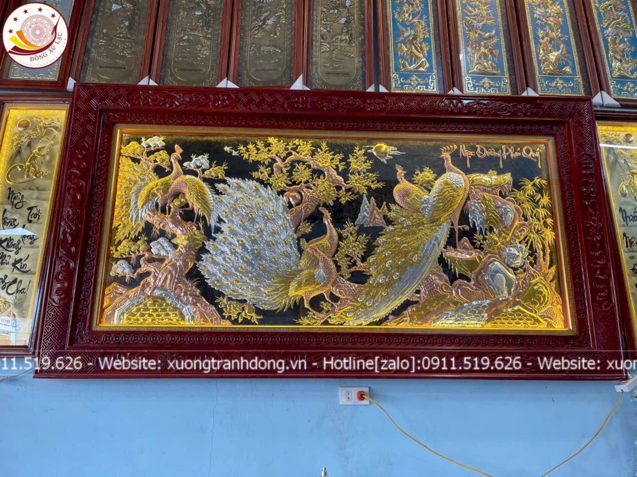 tranh ngoc duong phu quy dong vang dat vang bac khung duc hoa van kich thuoc 2m3x1m2