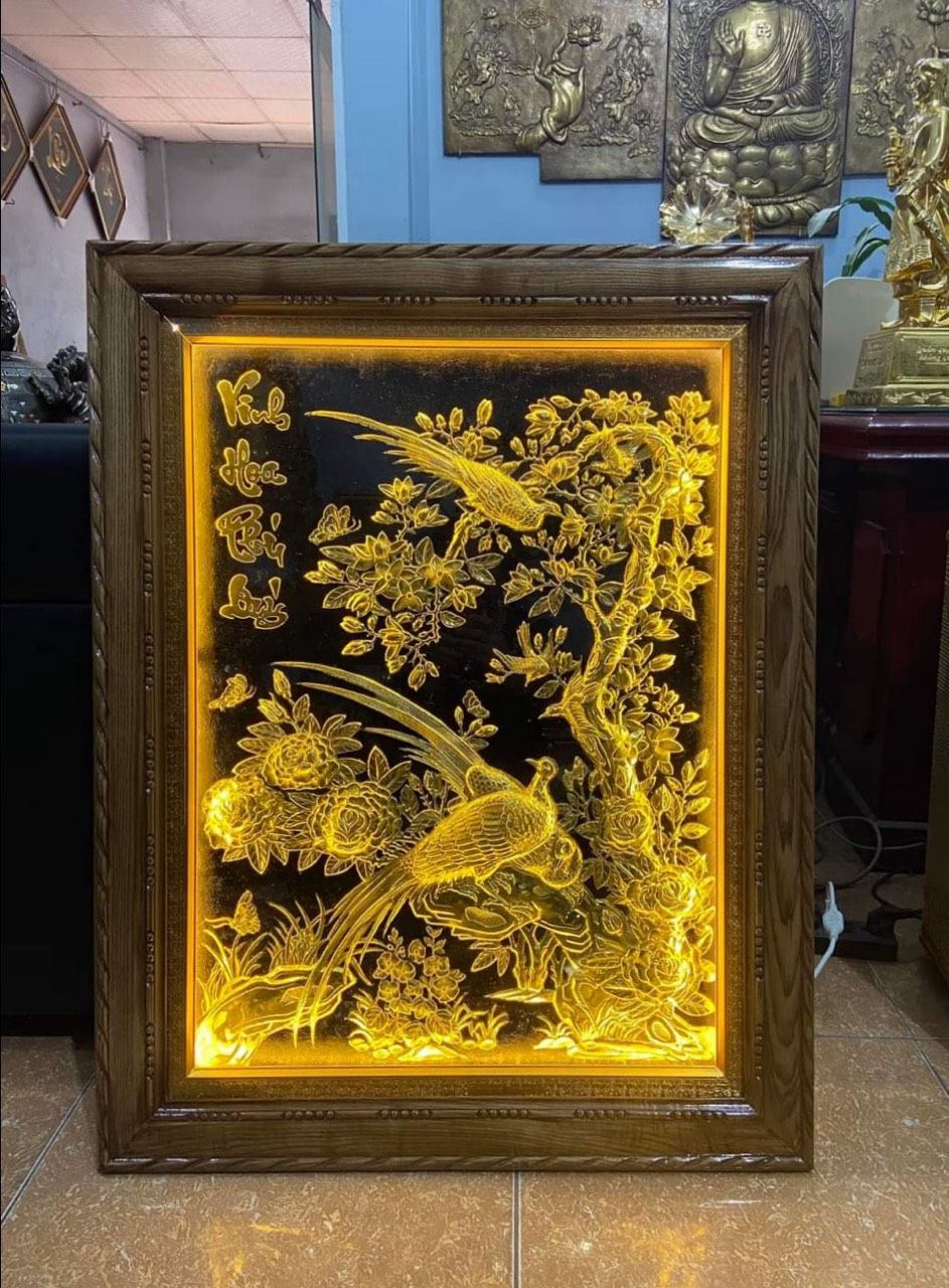 tranh vinh hoa phu quy bang dong vang dat vang kich thuoc 88cmx55cm xuong tranh dong
