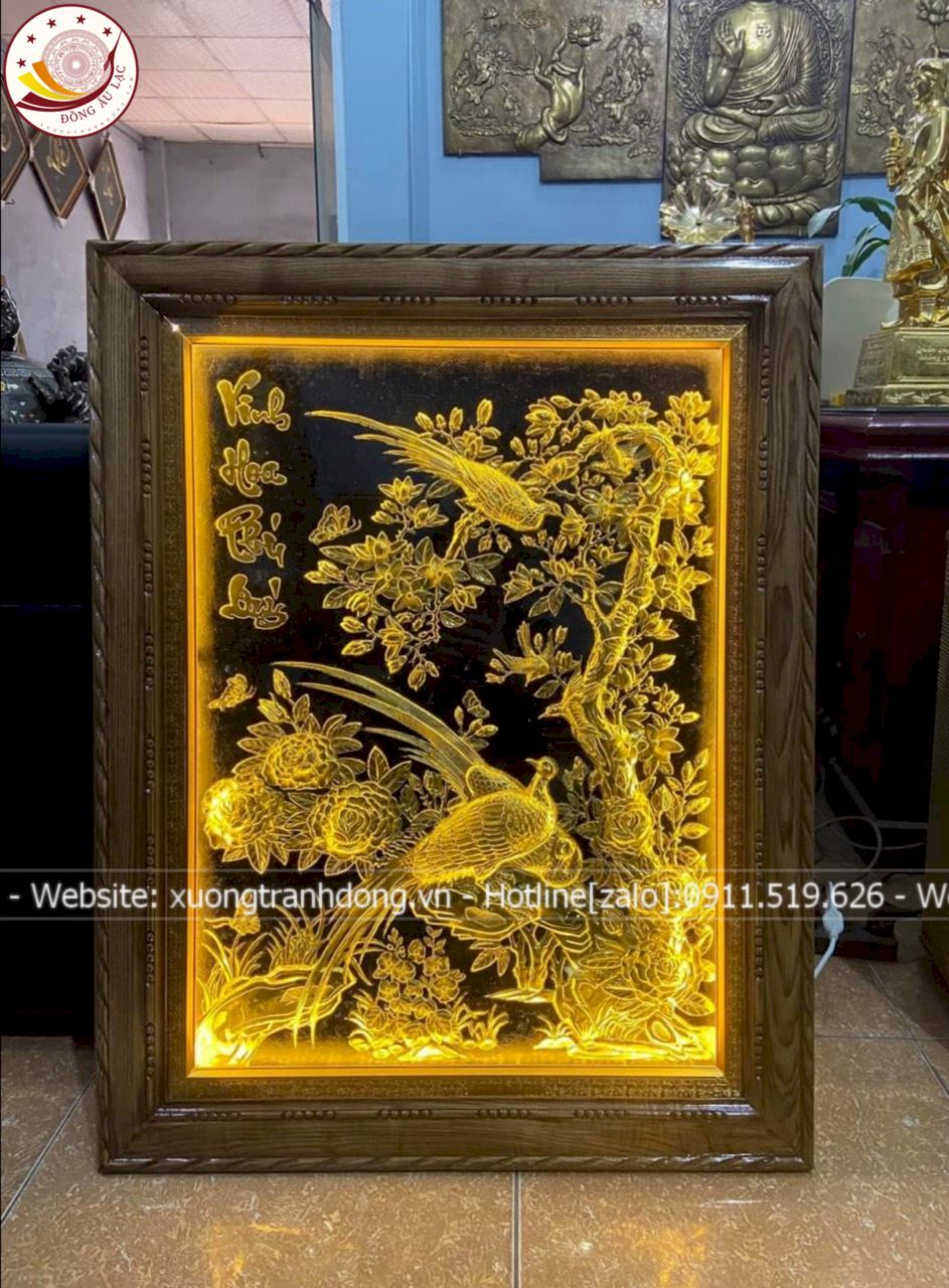 tranh vinh hoa phu quy bang dong vang dat vang kich thuoc 88cmx55cm xuong tranh dong