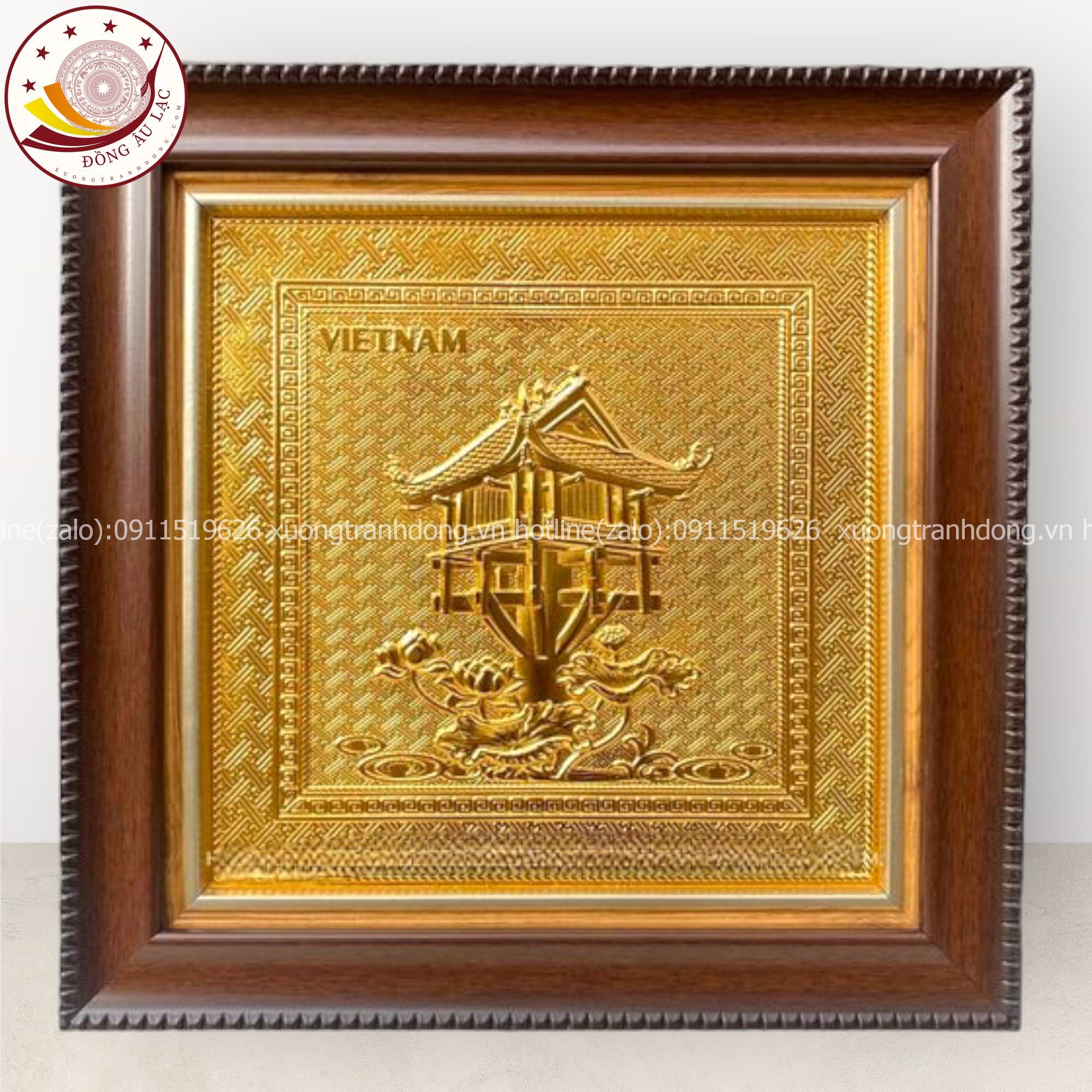 tranh qua tang danh lam chua mot cot dong vang ma vang 24k de ban kich thuoc 42x42cm mau 2 xuong tranh dong