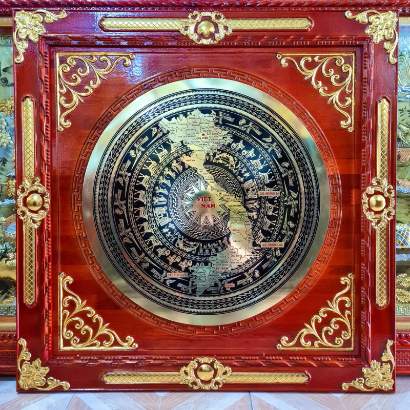 tranh mat trong dong an mon co ban do kich thuoc 100 100cm khung dat vang