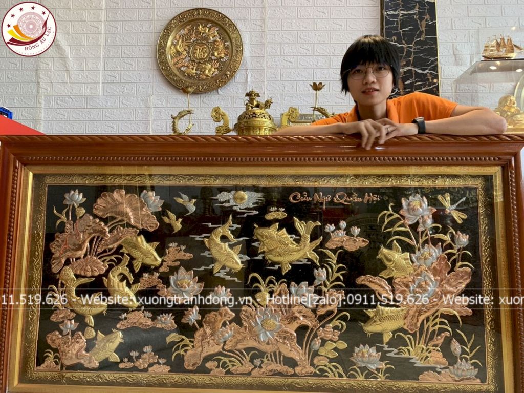 tranh cá chép bằng đồng