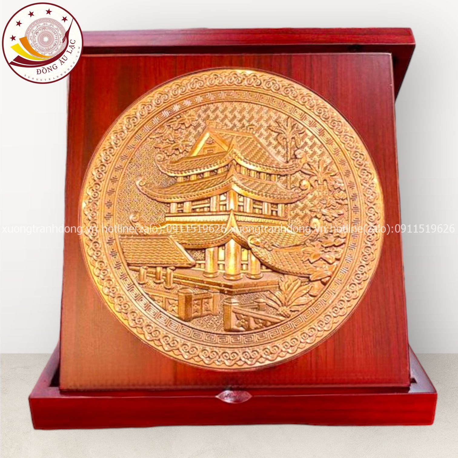 tranh qua tang danh lam chua keo thai binh dong do de ban kich thuoc 23cm xuong tranh dong