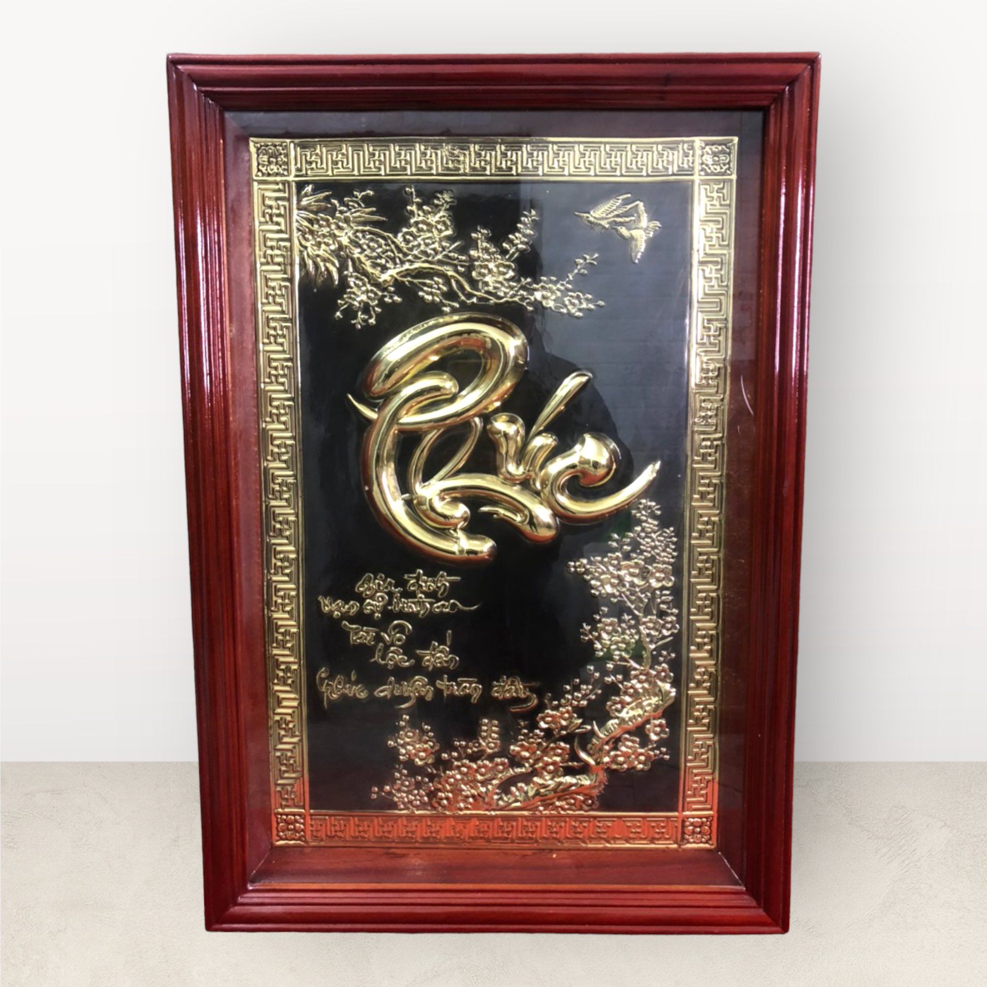 tranh qua tang chu phuc bang dong vang kich thuoc 48x68cm mau 1 xuong tranh dong