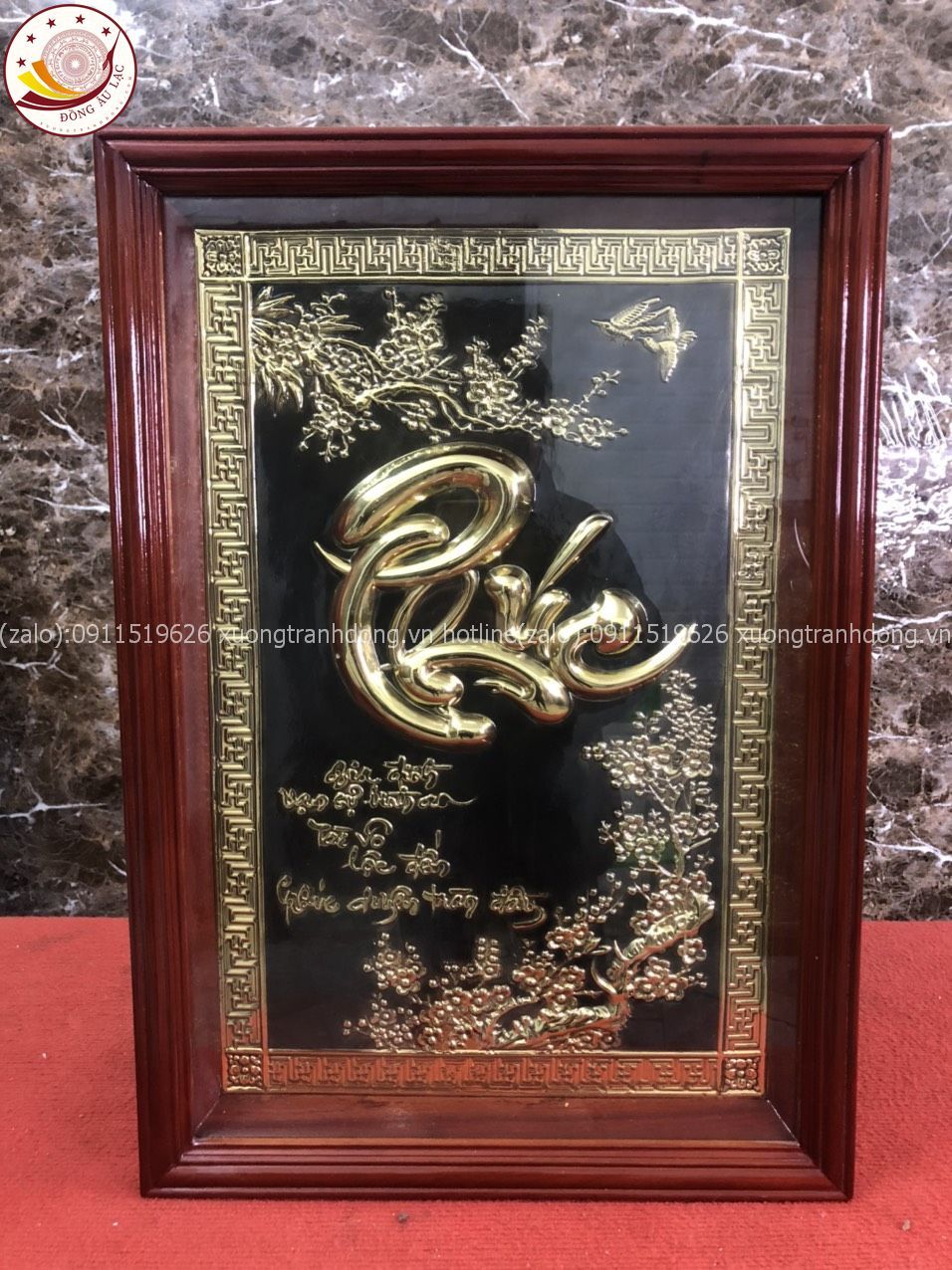 tranh qua tang chu phuc bang dong vang kich thuoc 38x54cm xuong tranh dong