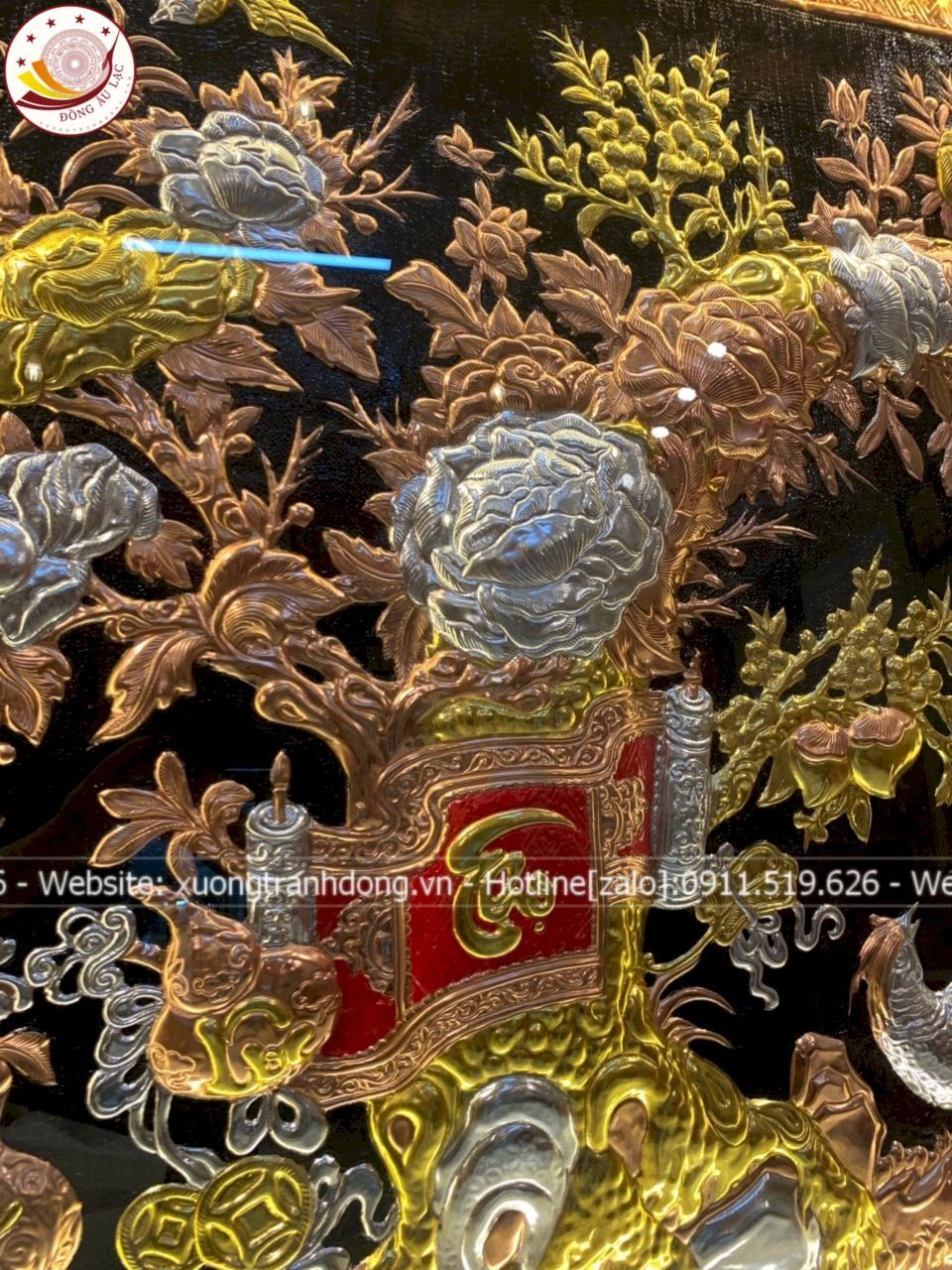 tranh vinh hoa phu quy bang dong do dat vang bac kich thuoc 1m7x90cm xuong tranh dong