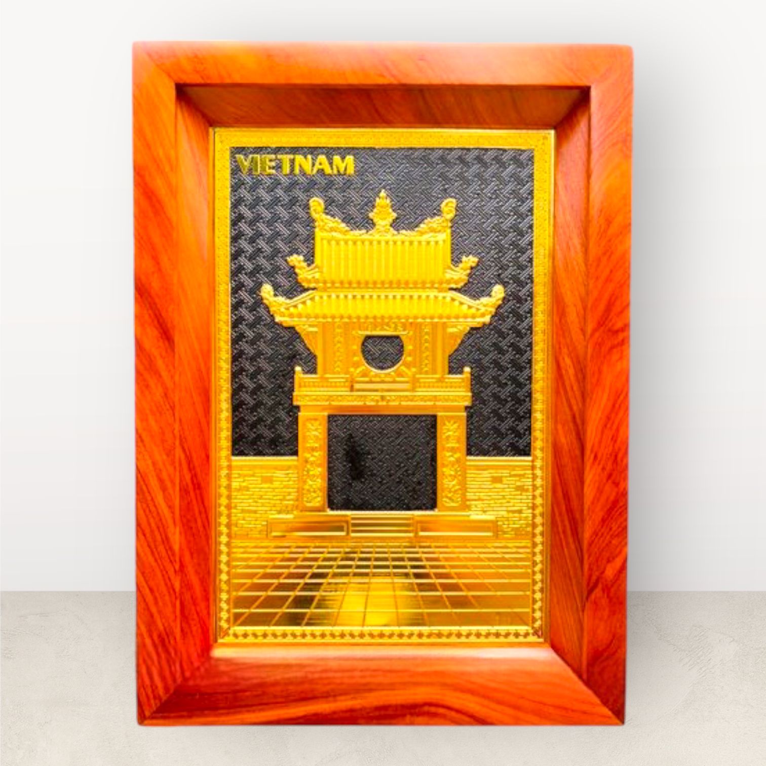 tranh qua tang danh lam van mieu bang dong vang ma vang 24k kich thuoc 28x38cm mau 2 xuong tranh dong