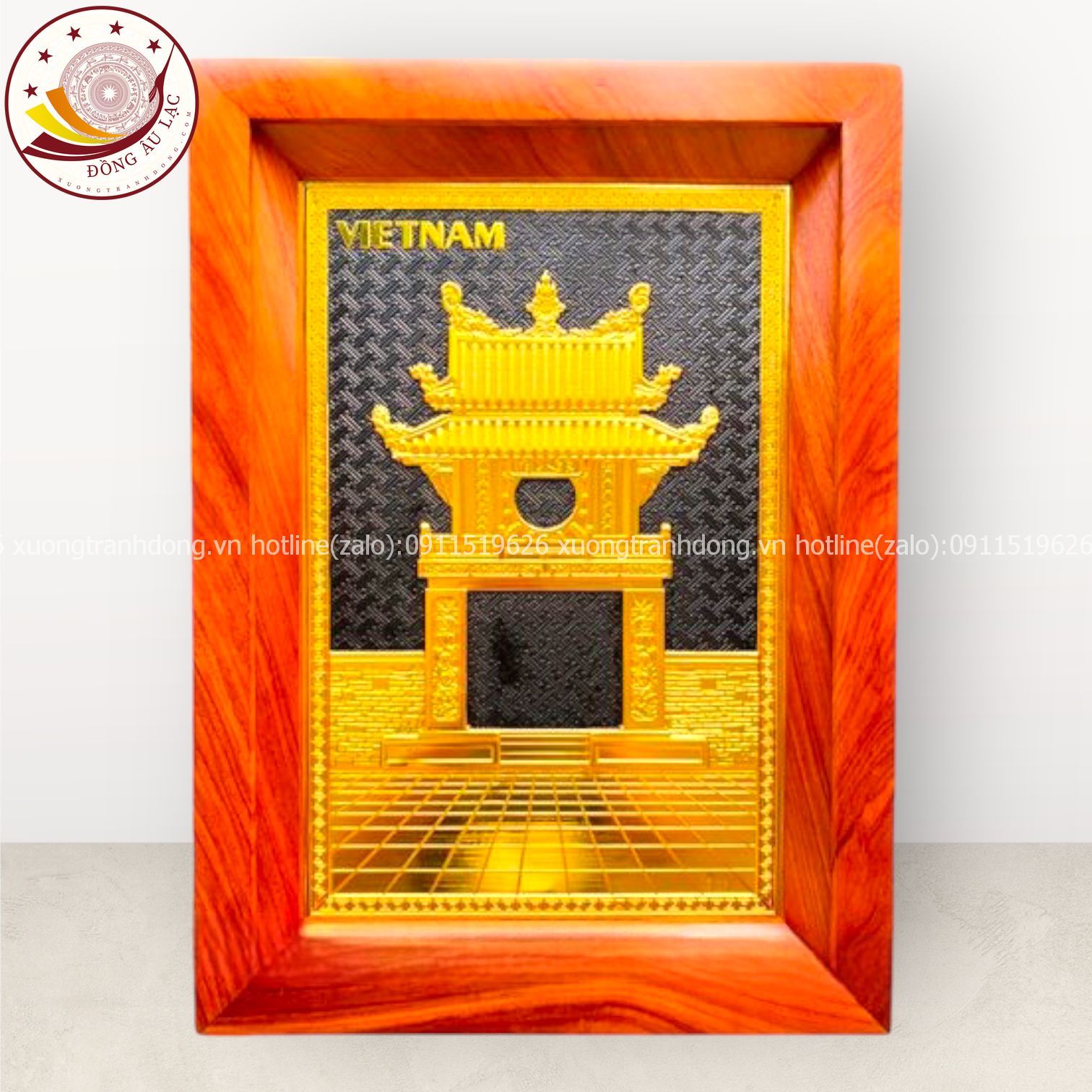 tranh qua tang danh lam van mieu bang dong vang ma vang 24k kich thuoc 28x38cm mau 2 xuong tranh dong