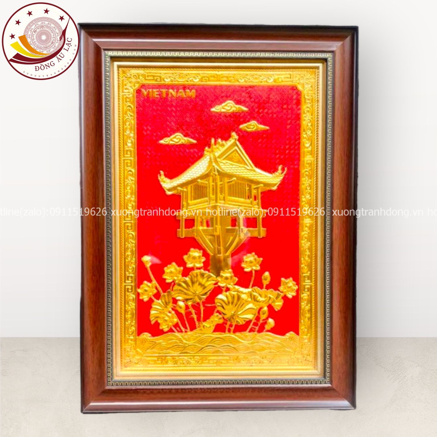 tranh qua tang danh lam chua mot cot dong vang dat vang 24k kich thuoc 38x54cm mau 4 xuong tranh dong