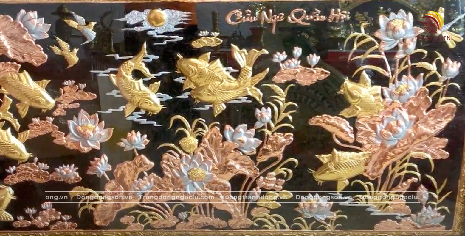 tranh cuu ngu quan hoi bang dong vang nen den da vang bac kich thuoc 1m7x90cm