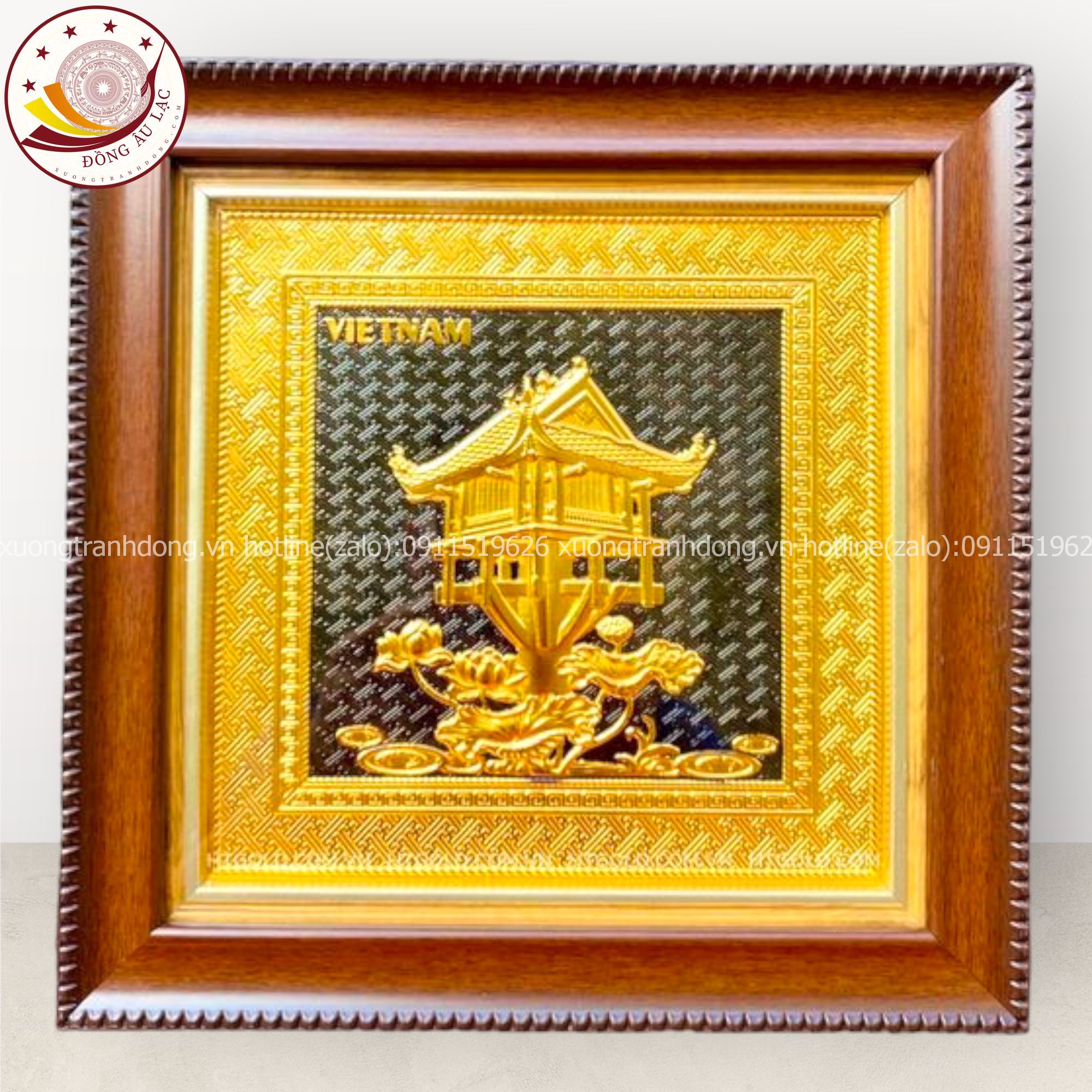 tranh qua tang danh lam van mieu bang dong vang ma vang 24k de ban kich thuoc 30x30cm xuong tranh dong