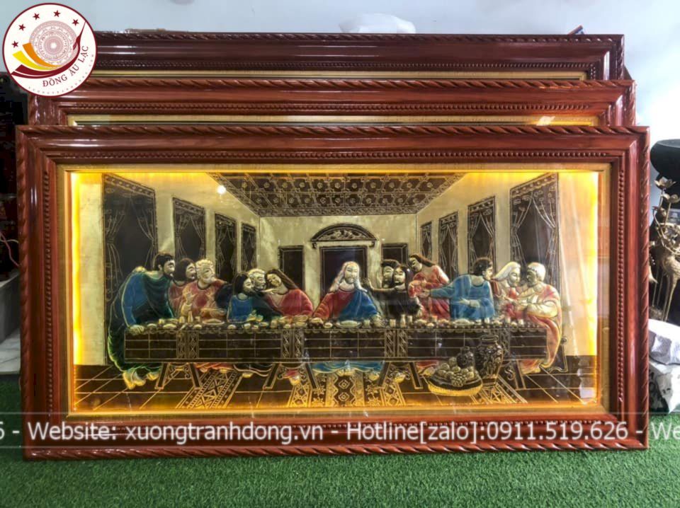 tranh bua tiec ly dong vang gia co ve mau 1m7x90cm xuong tranh dong