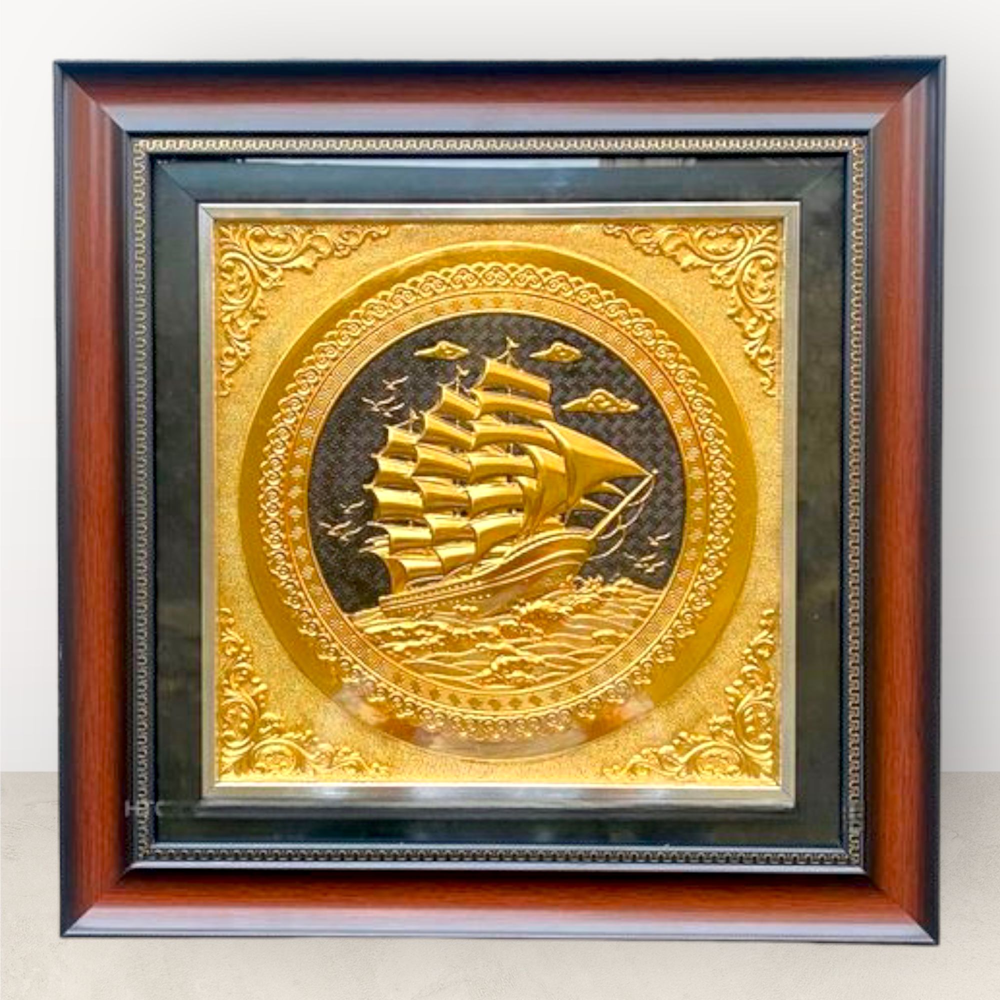 tranh qua tang thuan buom xuoi gio dong vang dat vang kich thuoc 42x42cm mau 1 xuong tranh dong