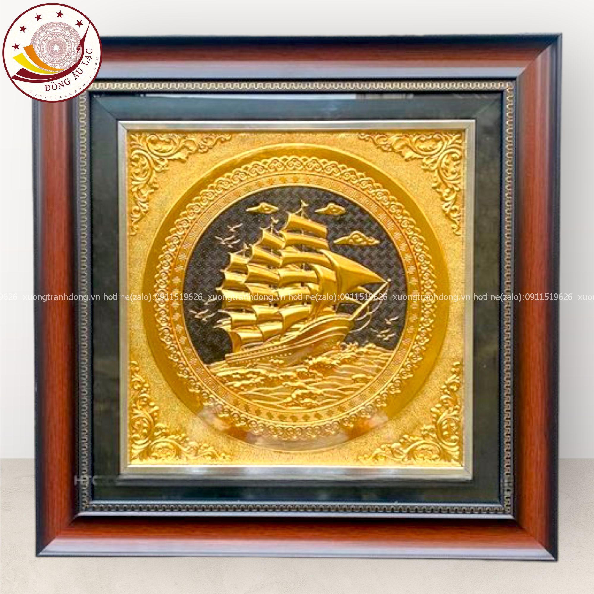 tranh qua tang thuan buom xuoi gio dong vang dat vang kich thuoc 42x42cm mau 1 xuong tranh dong