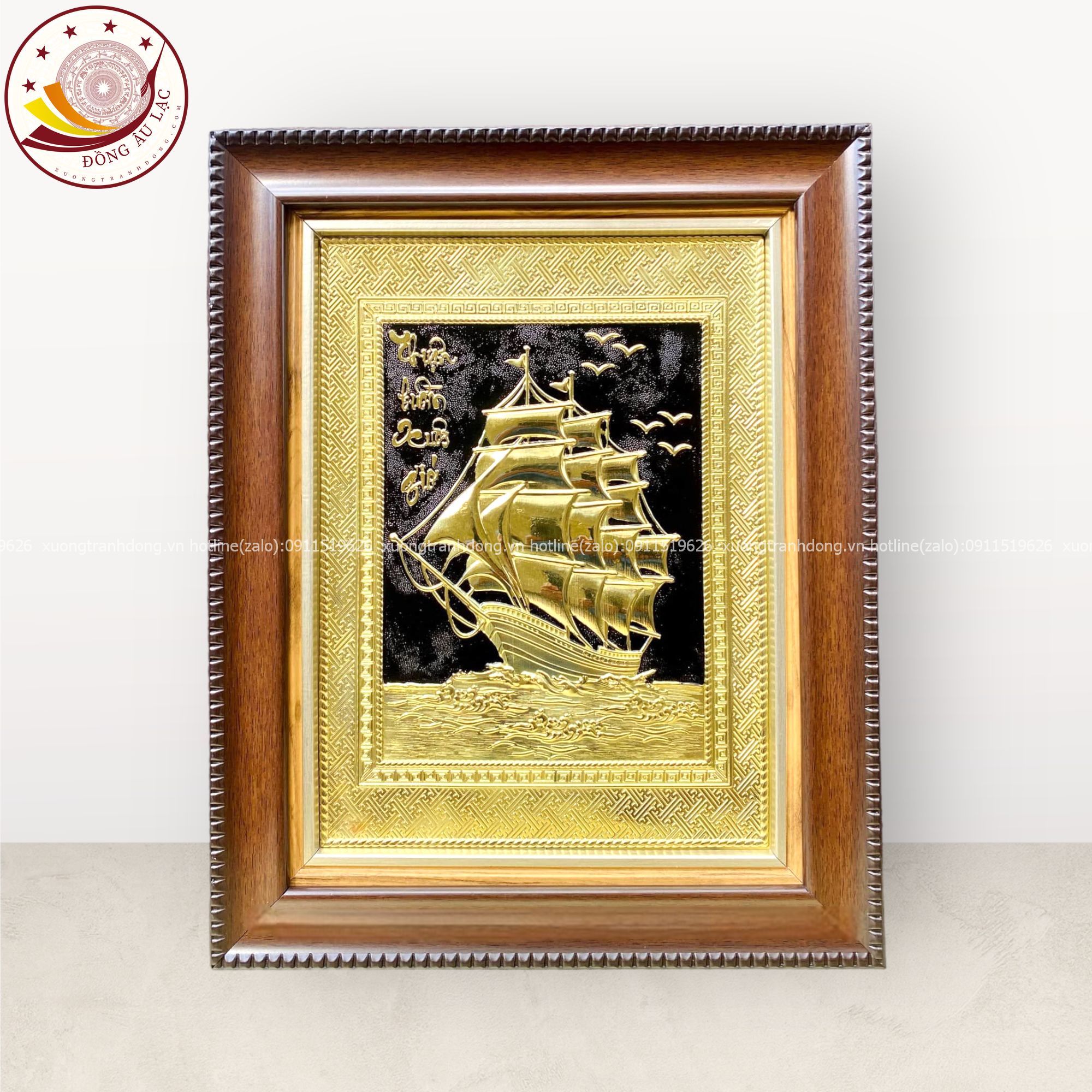 tranh qua tang thuan buom xuoi gio dong vang kich thuoc 28x34cm mau 8 xuong tranh dong