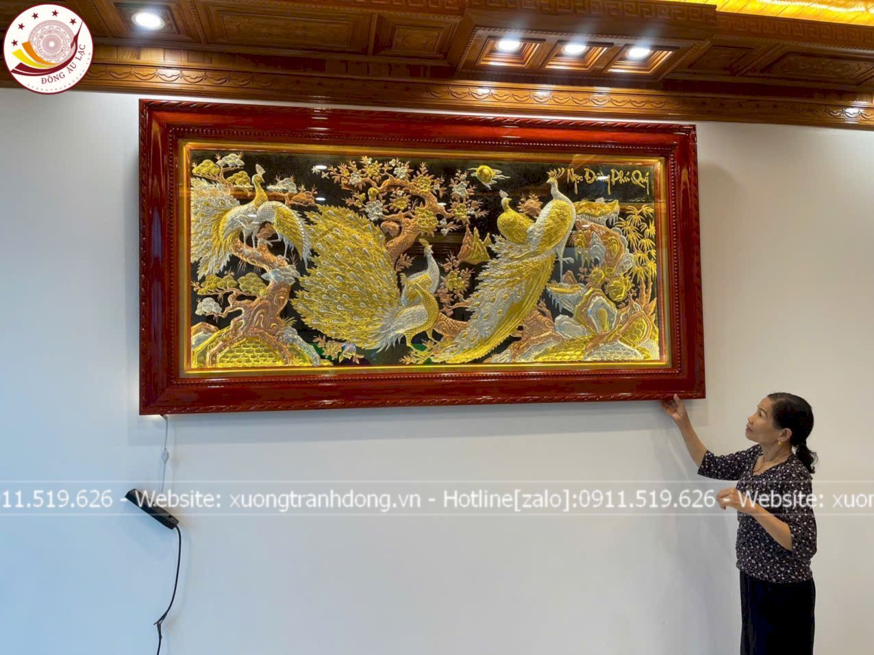 tranh ngoc duong phu quy dong vang dat vang bac khung xoan kich thuoc 2m3x1m2