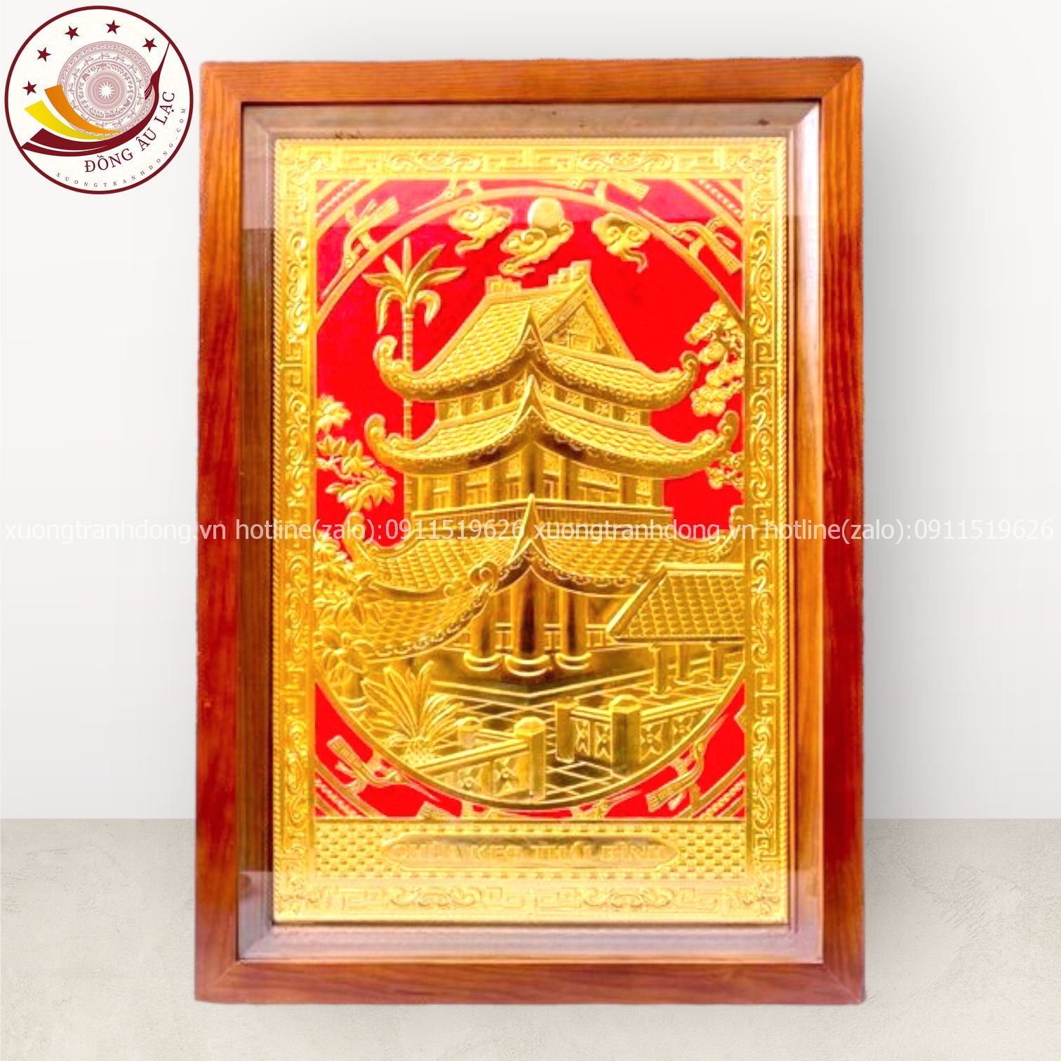 tranh qua tang danh lam chua keo thai binh dong vang ma vang 24k kich thuoc 38x54cm mau 2 xuong tranh dong