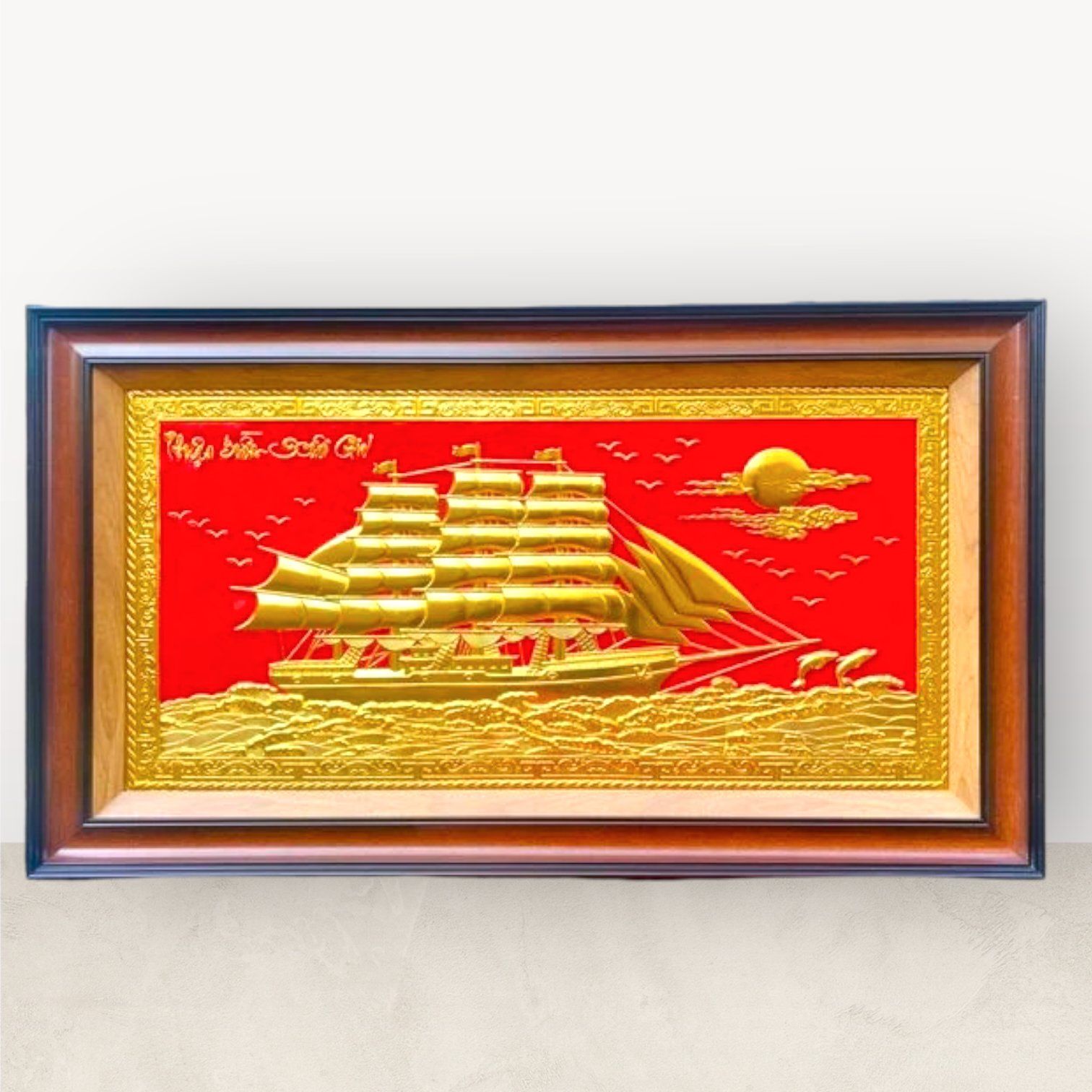 tranh qua tang thuan buom xuoi gio dong vang dat vang kich thuoc 50x80cm mau 2 xuong tranh dong