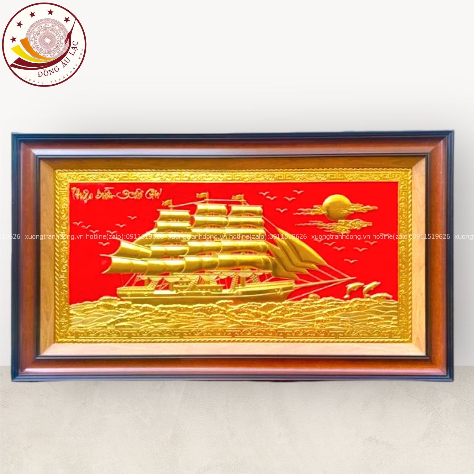 tranh qua tang thuan buom xuoi gio dong vang dat vang kich thuoc 50x80cm mau 2 xuong tranh dong
