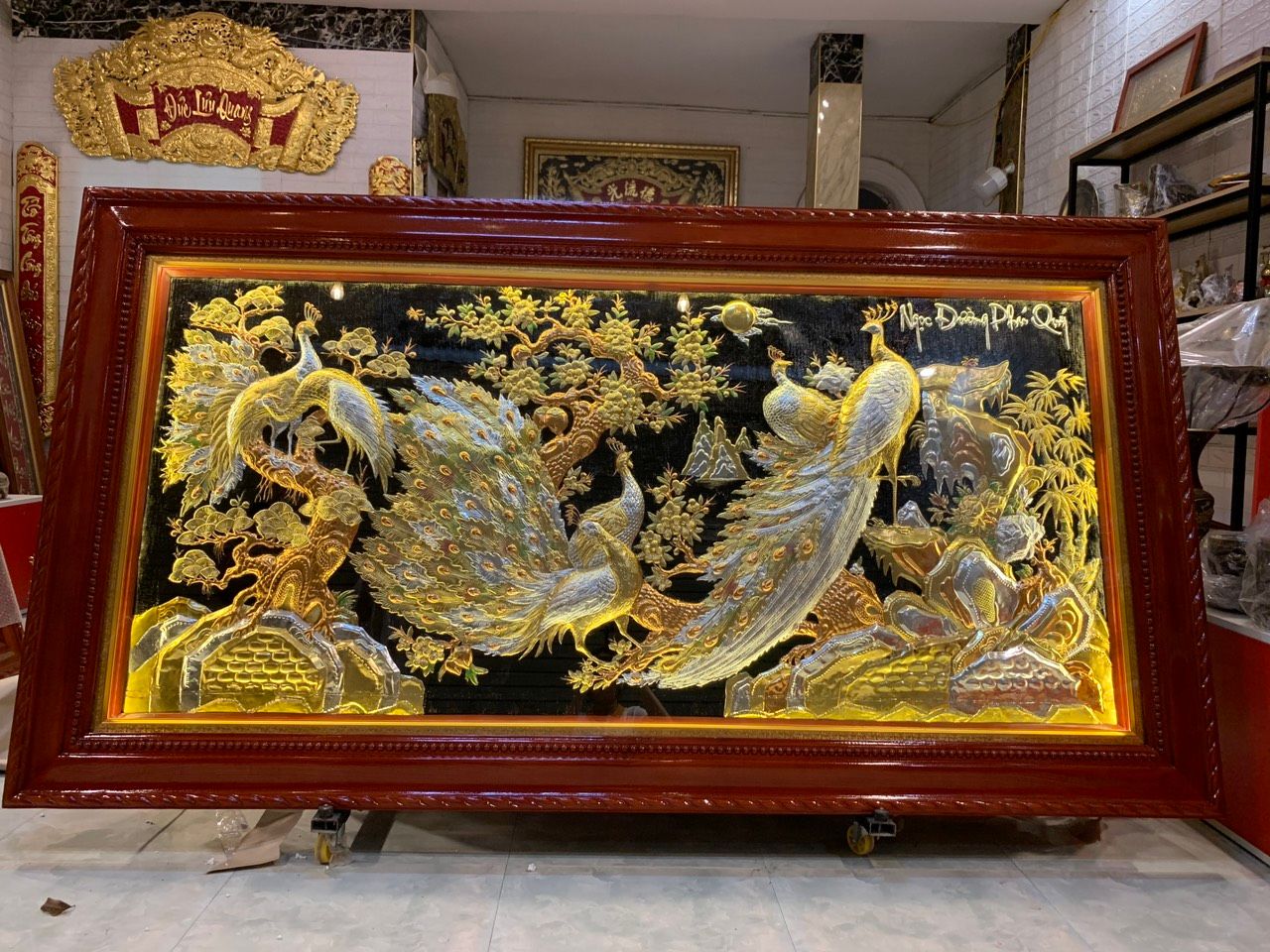 tranh ngoc duong phu quy dong vang dat vang bac kich thuoc 2m3x1m2