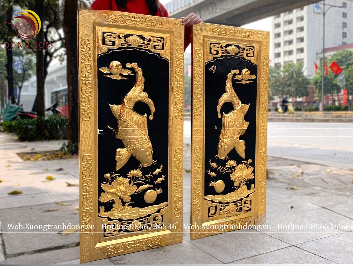 tranh ly ngu vong nguyet bang dong vang kich thuoc 50x110cm dat vang khung dong