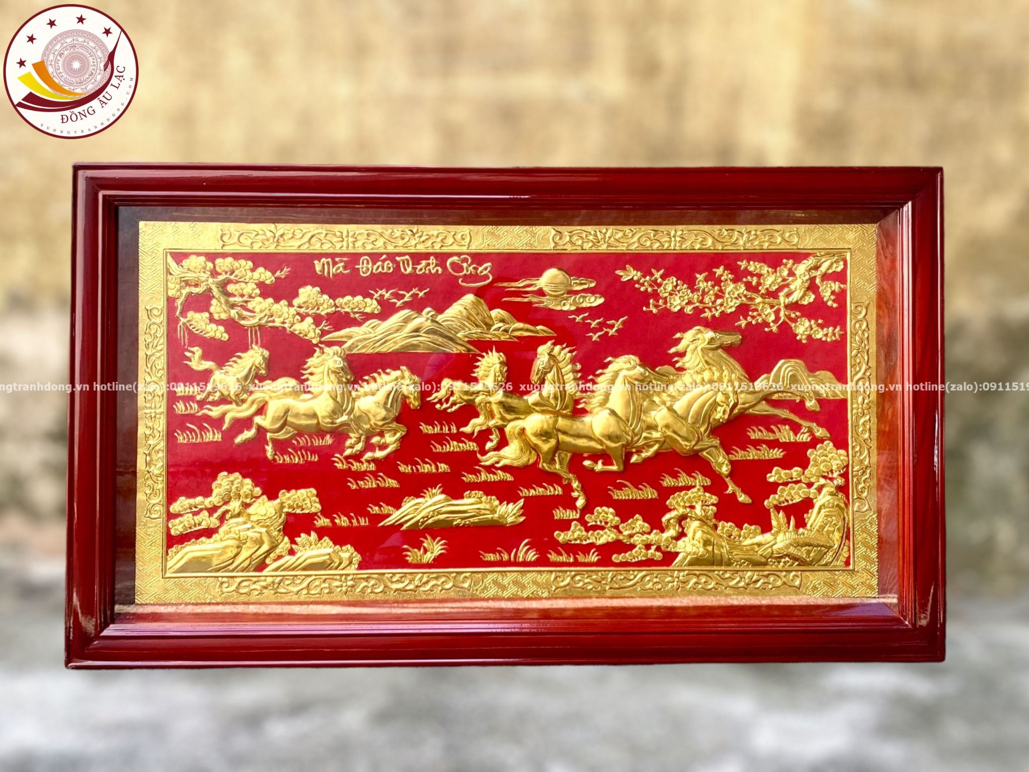 tranh qua tang ma dao thanh cong dong vang dat vang nen do kich thuoc 61x107cm xuong tranh dong
