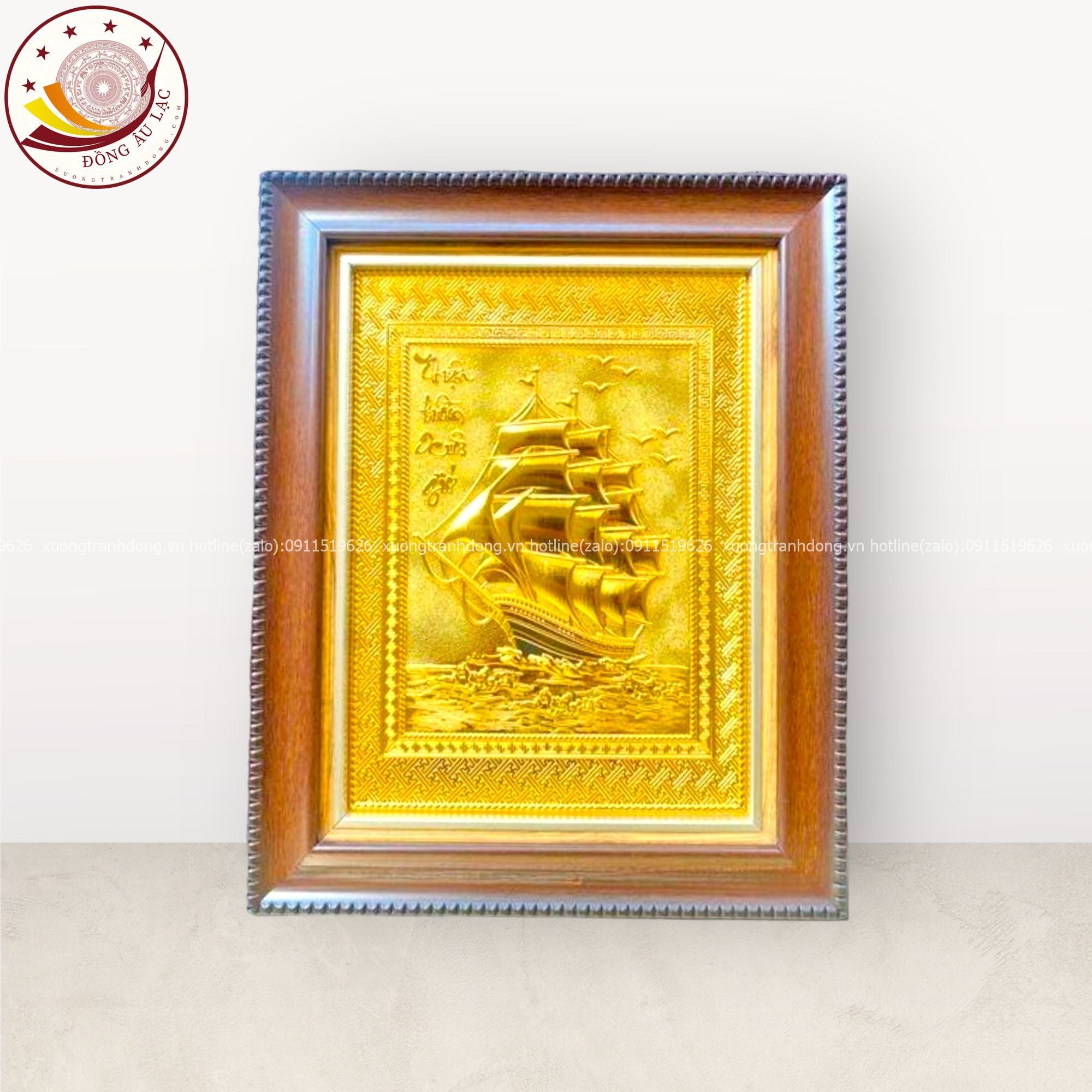 tranh qua tang thuan buom xuoi gio dong vang dat vang kich thuoc 28x34cm mau 6 xuong tranh dong