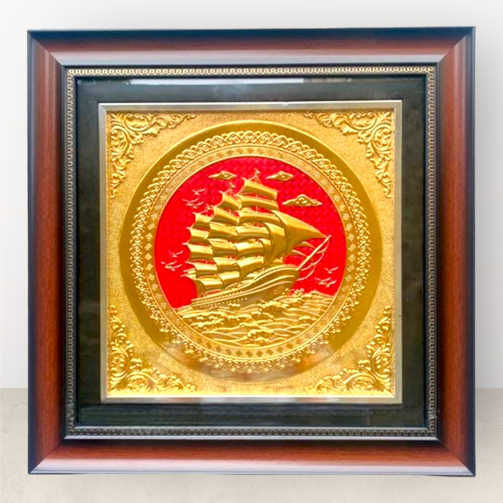 tranh qua tang thuan buom xuoi gio dong vang dat vang kich thuoc 42x42cm mau 2 xuong tranh dong