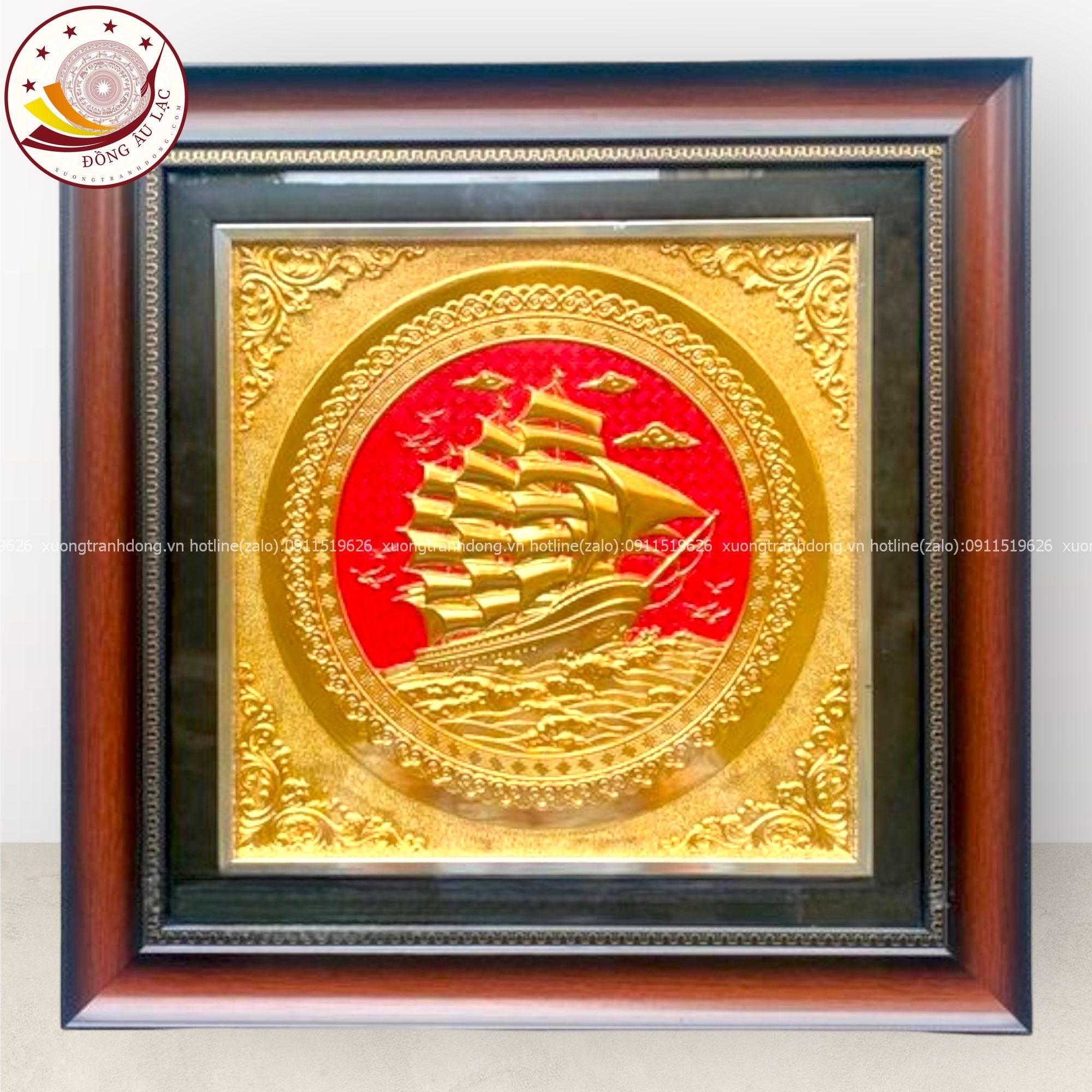 tranh qua tang thuan buom xuoi gio dong vang dat vang kich thuoc 42x42cm mau 2 xuong tranh dong