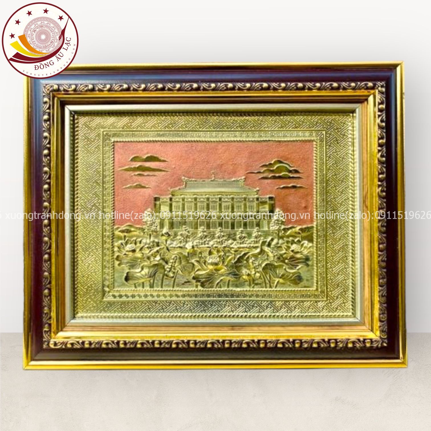 tranh qua tang danh lam ben nha rong bao tang ho chi minh dong vang kich thuoc 28x34cm mau 2 xuong tranh dong