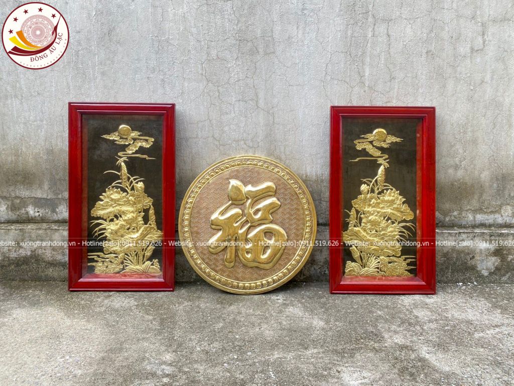 tranh đồng hoa sen