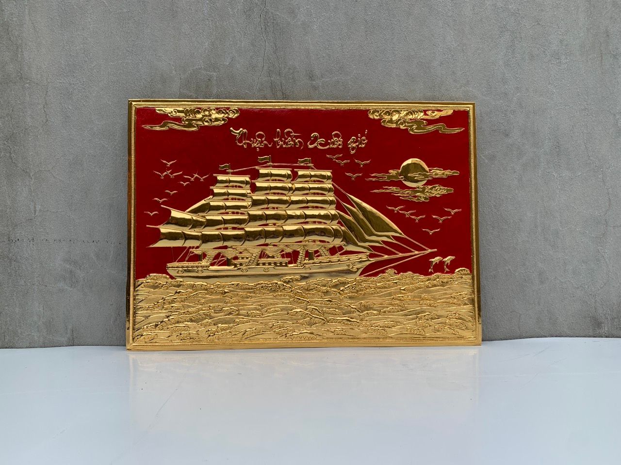 tranh thuan buom xuoi gio bang dong vang ma vang kt 68cmx48cm xuong tranh dong
