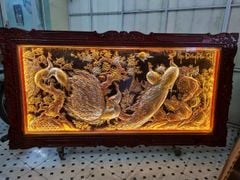 tranh ngoc duong phu quy dong vang dat vang bac khung duc kich thuoc 2m3x1m2