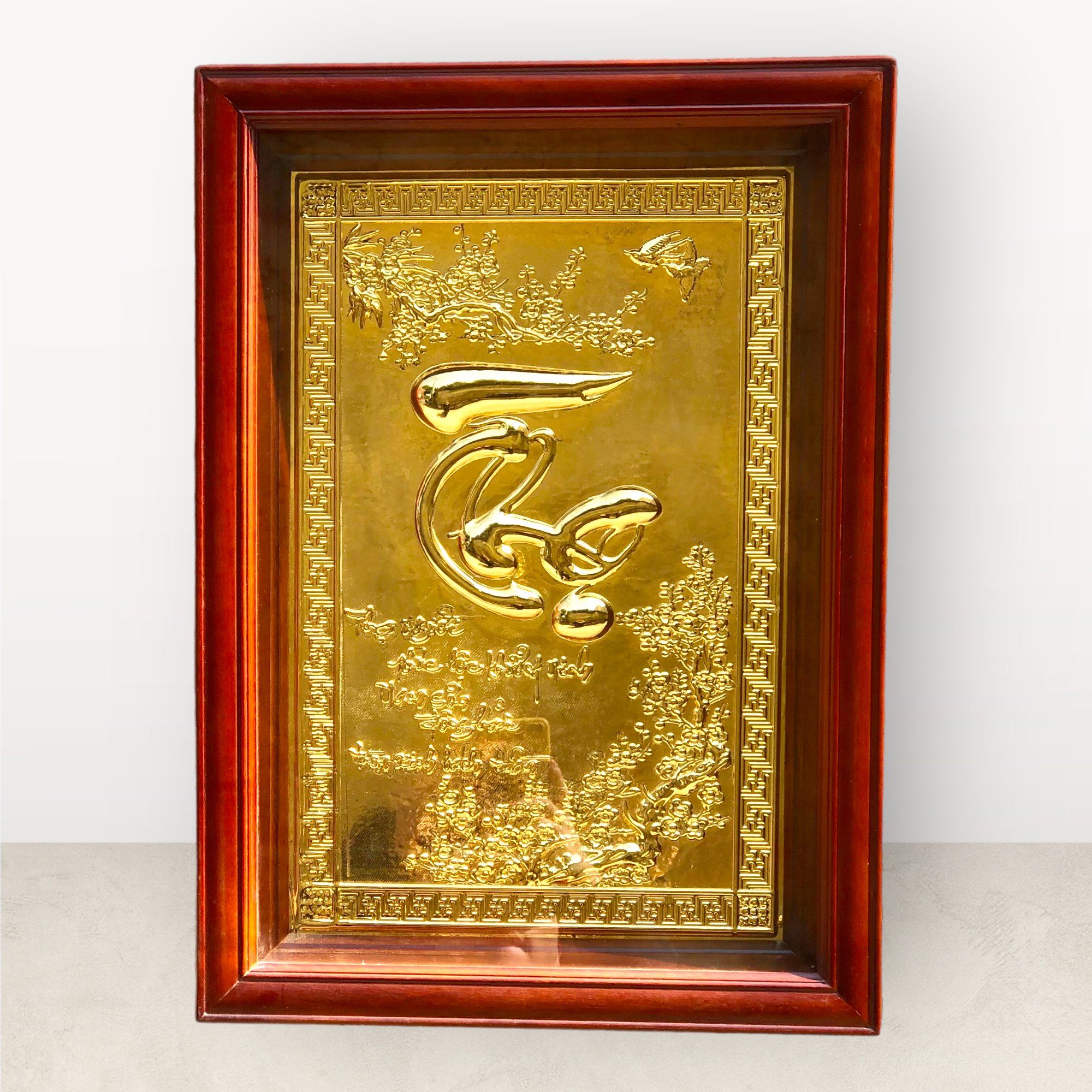 tranh qua tang chu tho bang dong vang ma vang 24k kich thuoc 48x68cm mau 2 xuong tranh dong