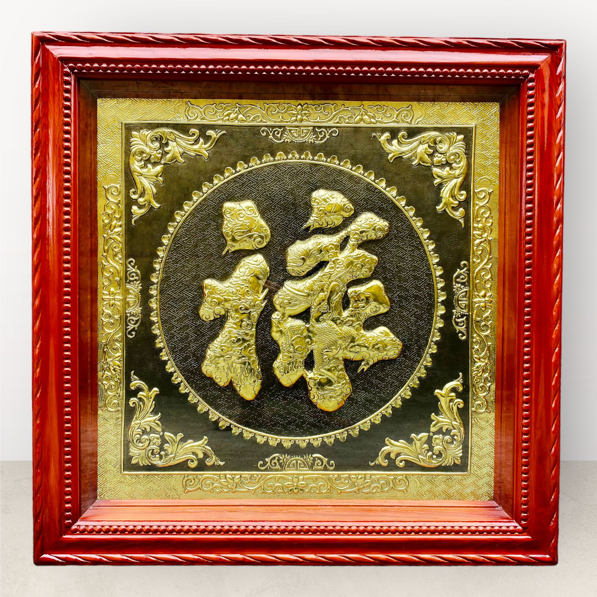 tranh qua tang chu loc bang dong vang kich thuoc 86x86cm xuong tranh dong