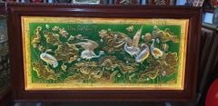 tranh sen hac dong vang dat vang bac 1m7x90cm xuong tranh dong
