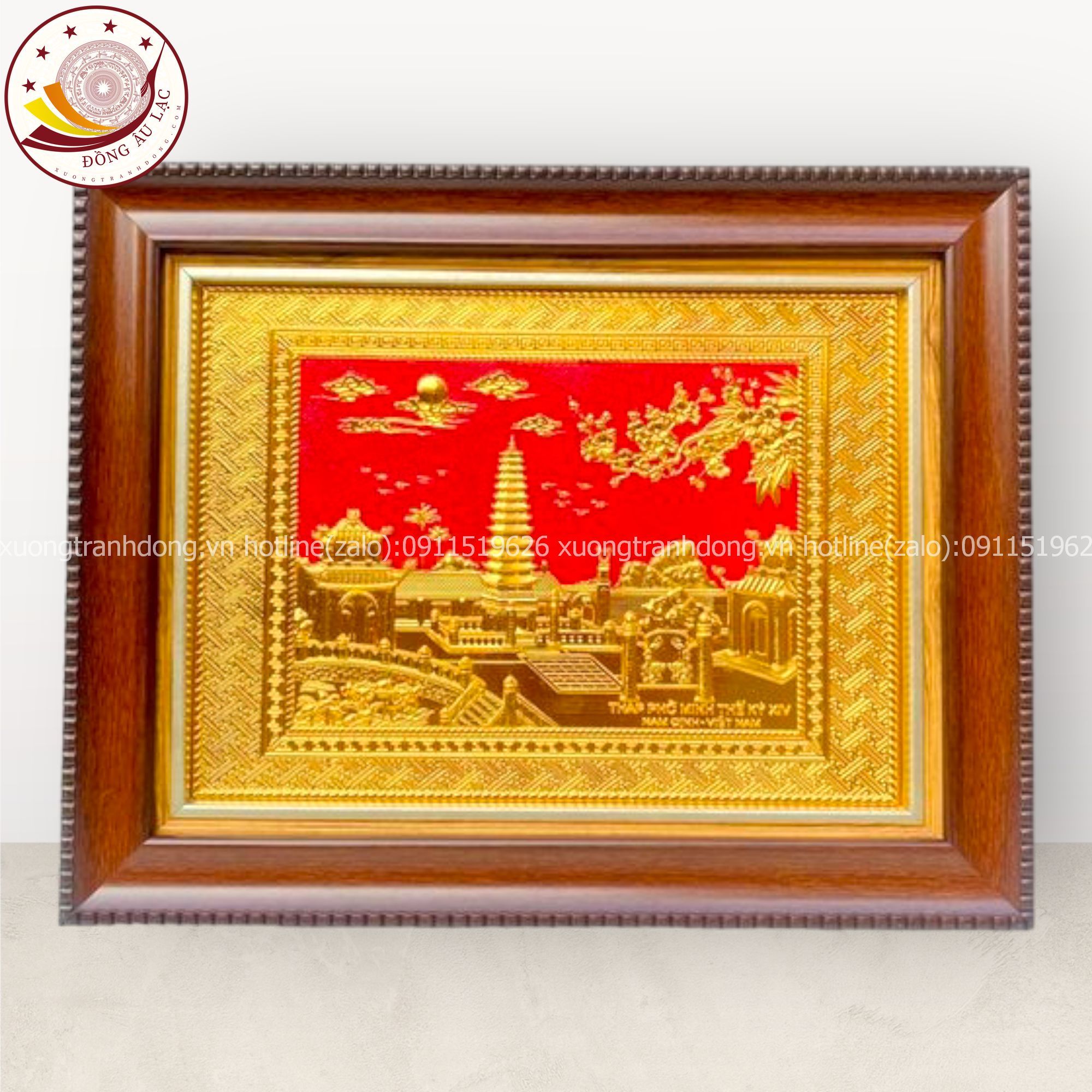 tranh qua tang danh lam thap pho minh the ki xiv bang dong ma vang 24k vang kich thuoc 28x34cm mau 2 xuong tranh dong
