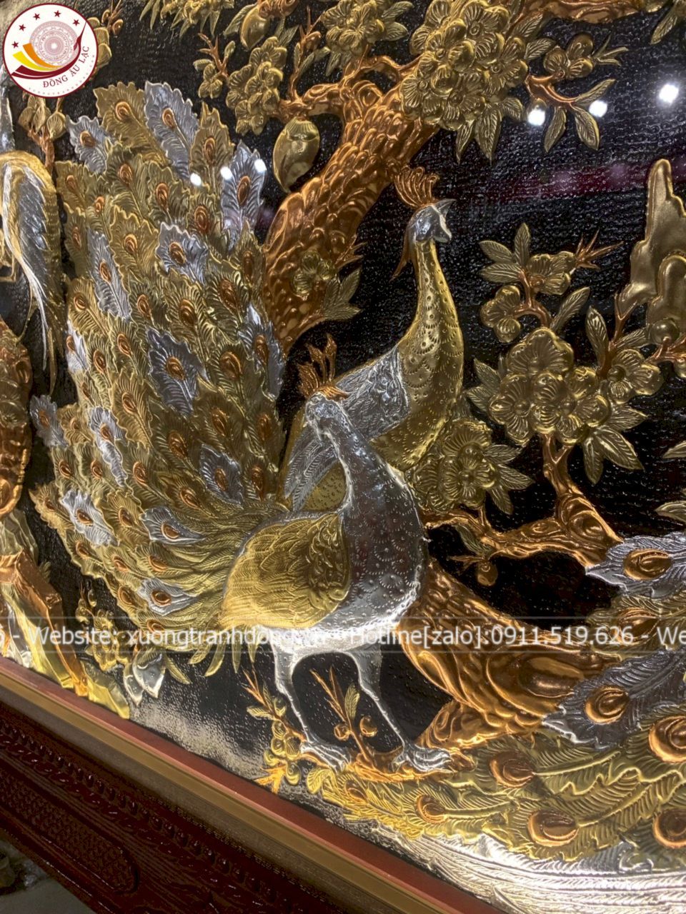 tranh ngoc duong phu quy dong vang dat vang bac khung xoan kich thuoc 1m7x90cm