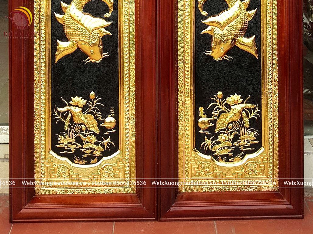 tranh ly ngu vong nguyet bang dong vang kich thuoc 60x155cm ma vang 24k khung go huong